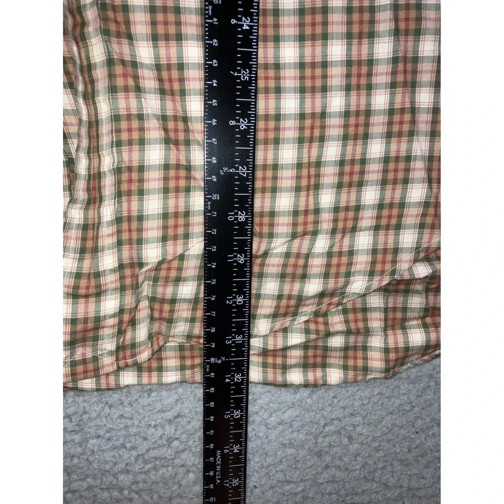 Ralph Lauren Button Down Men 2XL 16 34/35 Yarmouth Plaid Neutral Green Brown L/S